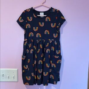 Hanna Andersson Navy Rainbow Pocket Short Sleeve Dress